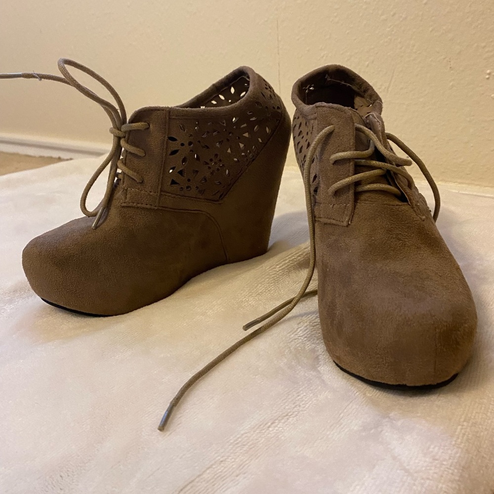Wild Diva lace-up wedge heels